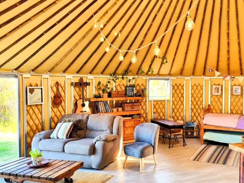 Yurt with plush interior setting