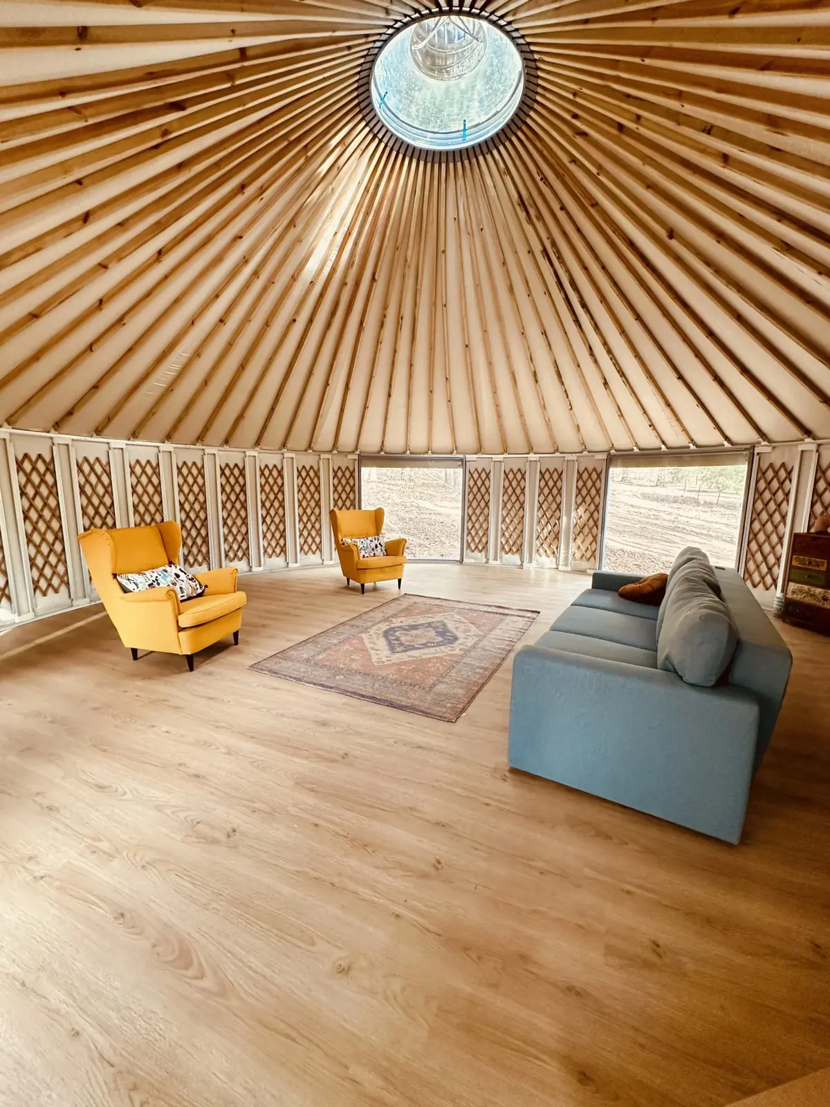 8m Yurt interior in Western Australia