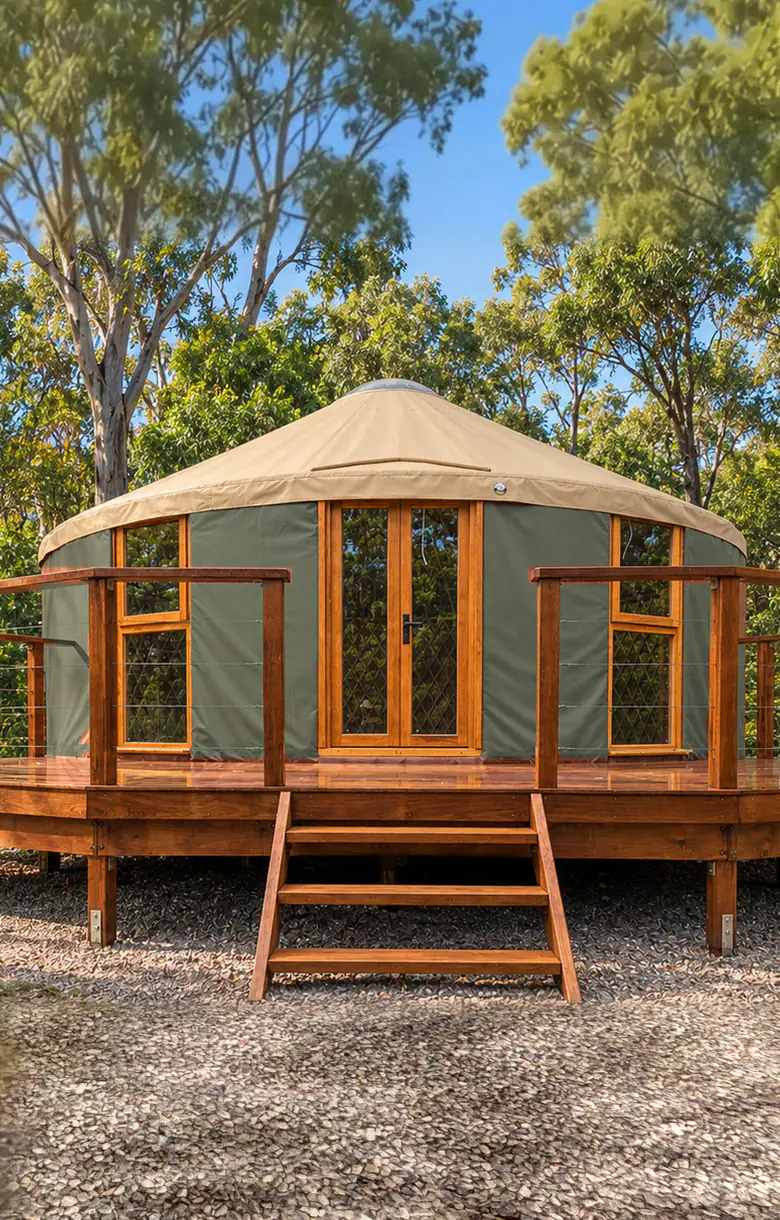 ORON yurt in Bushland on a timber deck