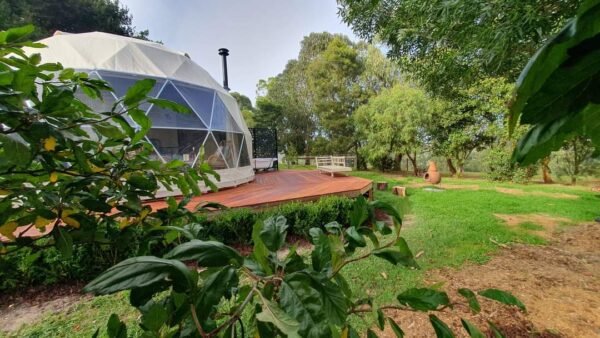 a geodesic dome in Victoria Australia, glamping accommodation