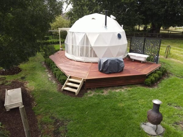 Geo Dome with outdoor decking space and a luxury accommodation Australia