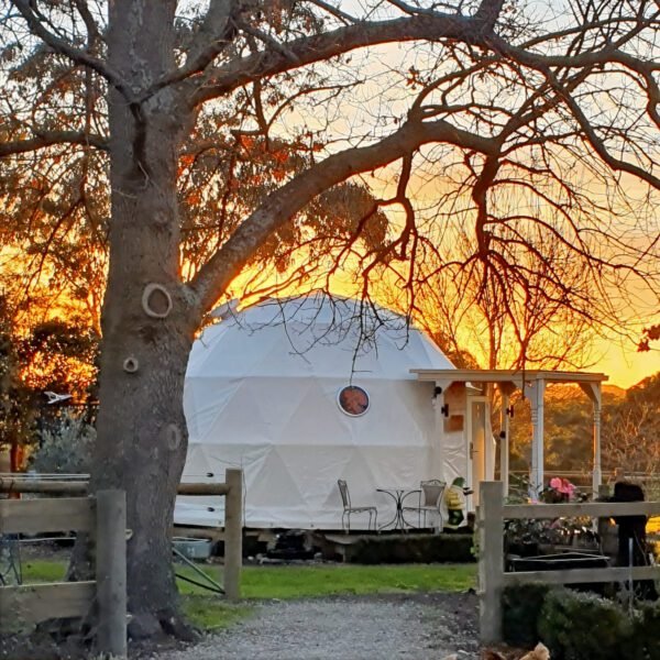 Geo Dome with sunrise in the background Victoria Australia