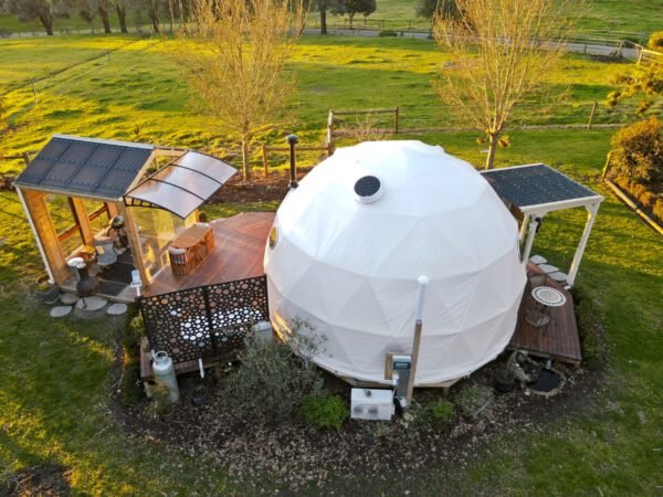 Aerial shot of a geodesic dome