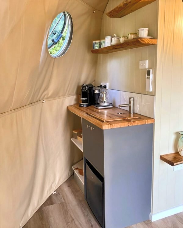 Kitchenette in a Geodesic Dome 6m